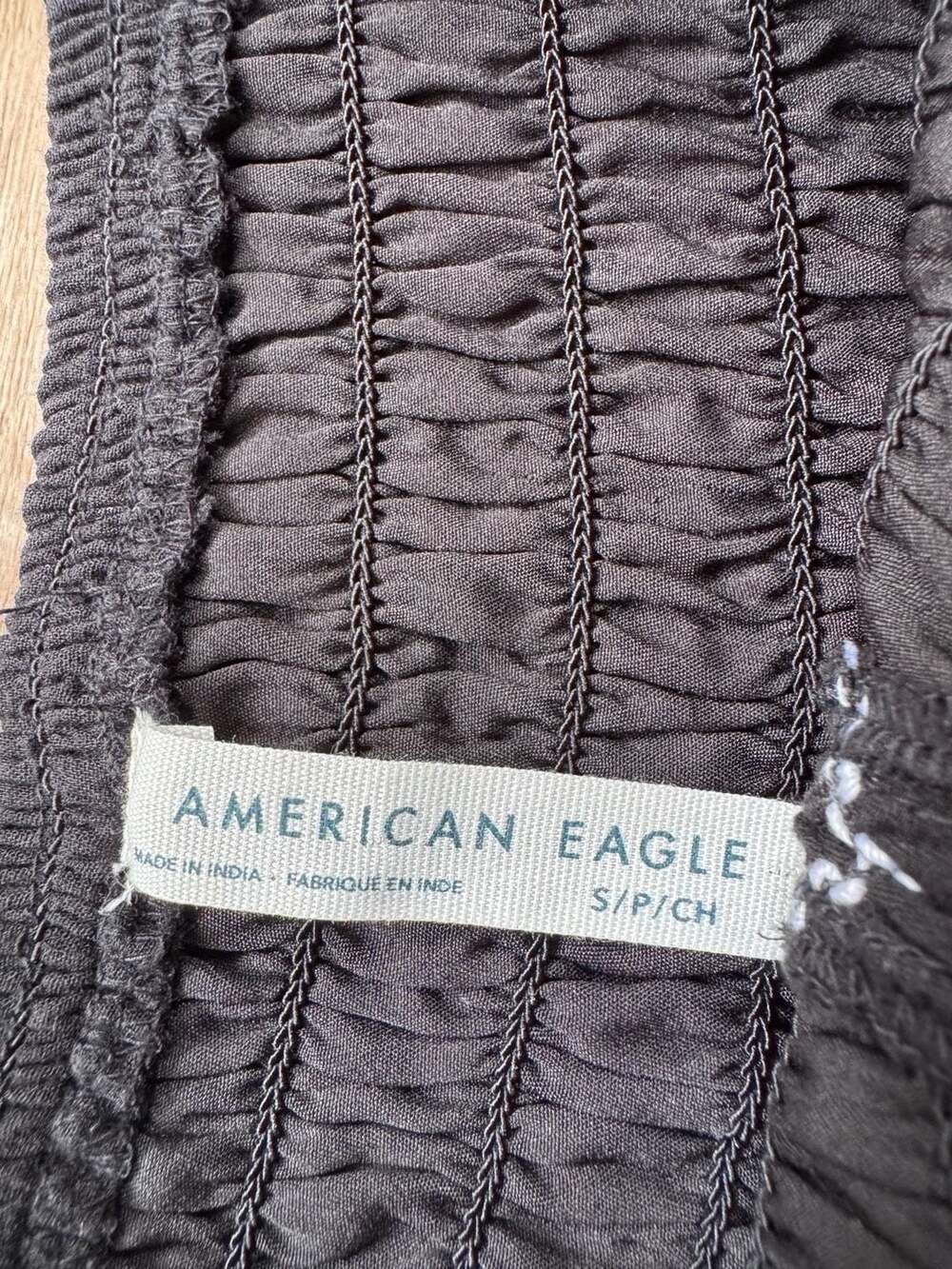 American Eagle Black Smocked Tiered Midi Dress Flutter Strap Cottagecore S - Picture 9 of 12